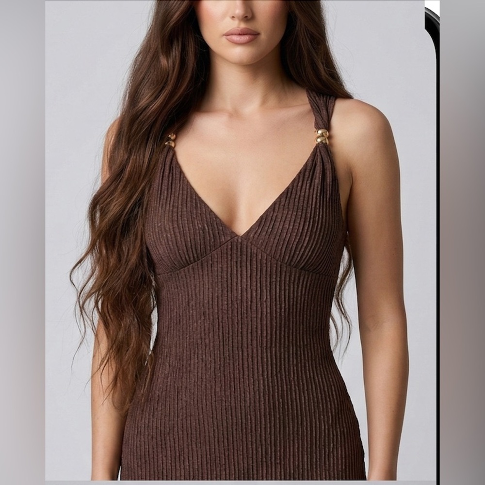 Ribbed Espresso Maxi – Criss-Cross Back Brown - Picture 3 of 8
